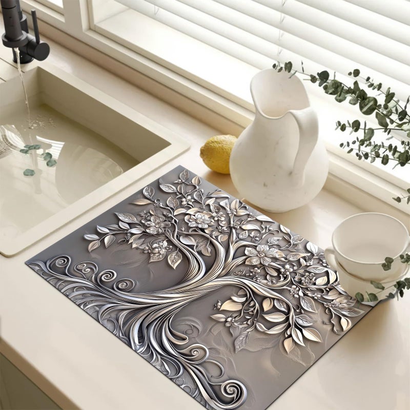 HOMETITUTE Tree of Life Stove Top Cover For Electric 28 x 20 inch Gas Stove Cover Pad Glass Flat Stovetop Covers Mat for Kitchen Fit Under Coffee Absorbent Mat Diatomite - Image 3
