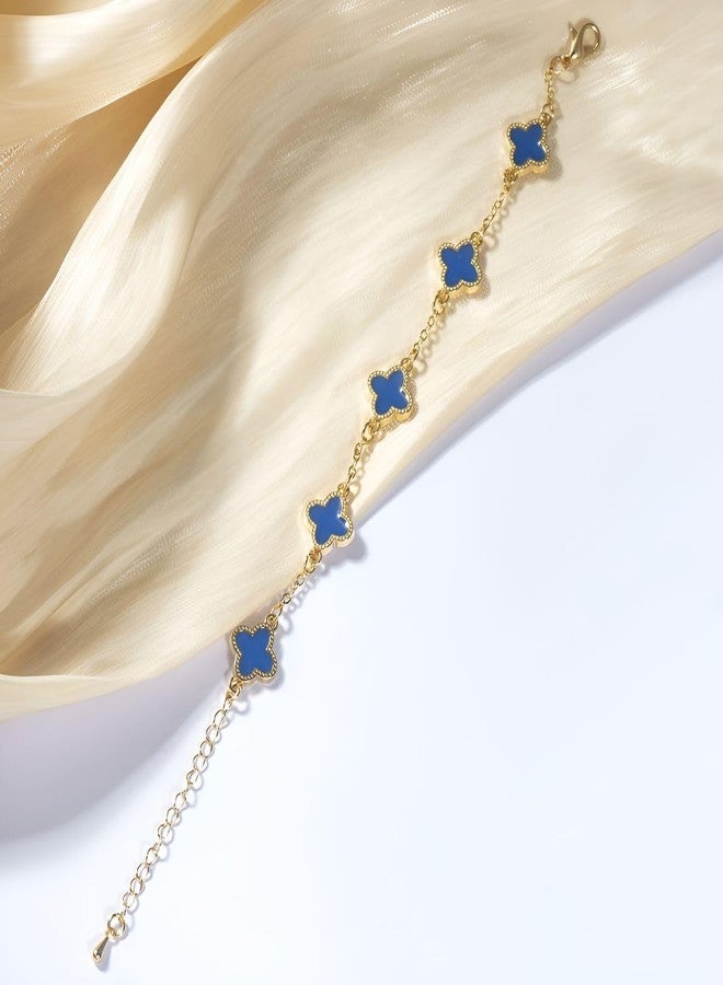 Goho Golden Clover Bracelet for women with Blue - Image 3