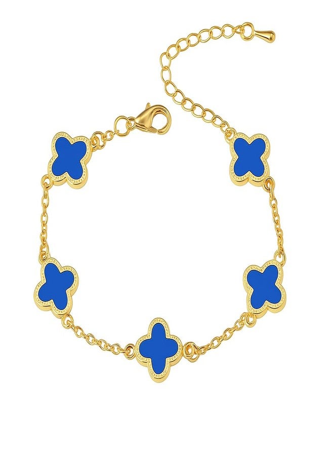 Goho Golden Clover Bracelet for women with Blue - Image 1