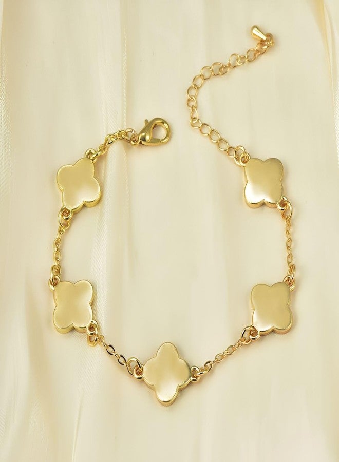 Goho Golden Clover Bracelet for women with Blue - Image 4