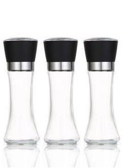 ZCM-HAPPY Set of 3-Piece Tall Manual Glass Mill Grinding Bottle for Pepper and Sea Salt (19.5x6.5 cm)  - Image 2