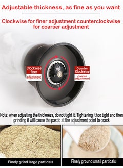ZCM-HAPPY Set of 3-Piece Tall Manual Glass Mill Grinding Bottle for Pepper and Sea Salt (19.5x6.5 cm)  - Image 4