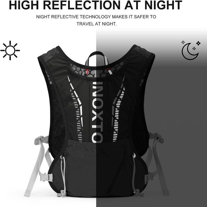 INOXTO Hydration Vest Backpack,Lightweight Water Running Vest Pack with 1.5L Water Bladder Bag Daypack for Hiking Trail Running Cycling Race Marathon for Women Men - Image 5