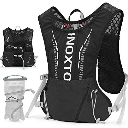 INOXTO Hydration Vest Backpack,Lightweight Water Running Vest Pack with 1.5L Water Bladder Bag Daypack for Hiking Trail Running Cycling Race Marathon for Women Men - Image 1
