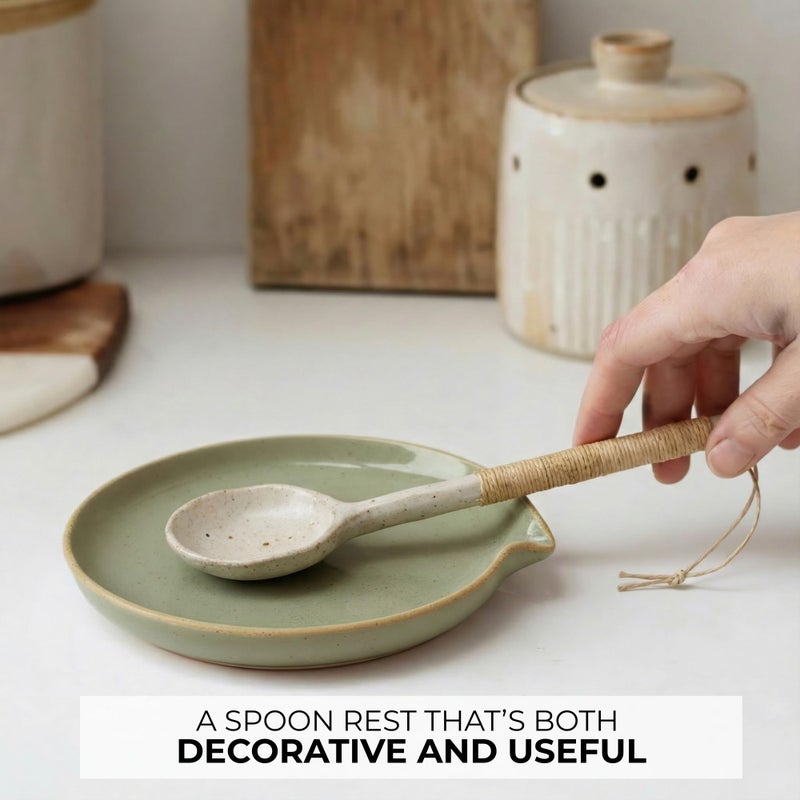 KIBAGA Beautiful Ceramic Spoon Rest for Stove Top - Perfectly Sized Spoon Holder for Your Kitchen Countertop - Easy to Clean and Dishwasher Safe, Perfect Addition to Any Kitchen Counter for Everyday Cooking - Image 5