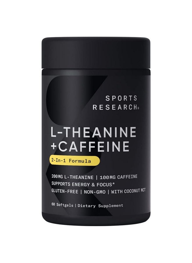 SPORTS RESEARCH 2 In 1 L Theanine Supplement With Caffeine & Mct Oil From Organic Coconuts Focused Energy Alertness & Relaxation Without Drowsiness 200Mg L Theanine 100Mg Caffeine 60 Softgels  - Image 2
