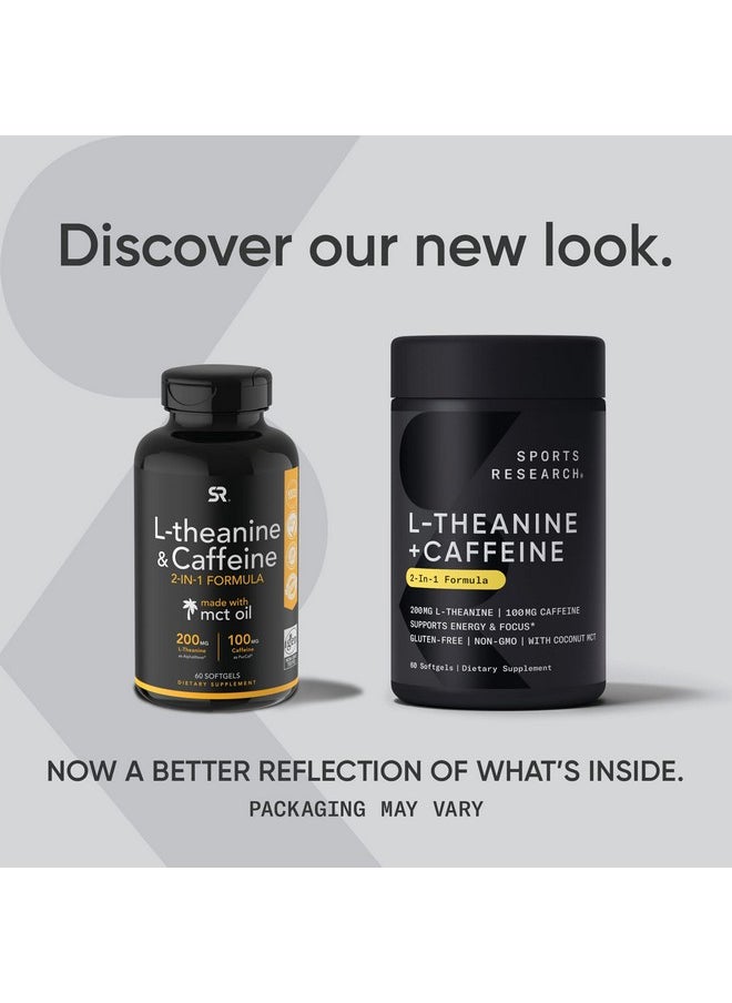 SPORTS RESEARCH 2 In 1 L Theanine Supplement With Caffeine & Mct Oil From Organic Coconuts Focused Energy Alertness & Relaxation Without Drowsiness 200Mg L Theanine 100Mg Caffeine 60 Softgels  - Image 3