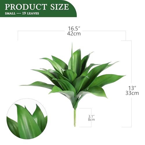 Ttranewsoo Fake Plants Artificial Agave PlantsLarge UV Resistant Fake Agave Planters for Indoor and Outdoor Decorating Tropical Plant Succulents Greenery Indoor Decor2Pack Light Green 138 - Image 3
