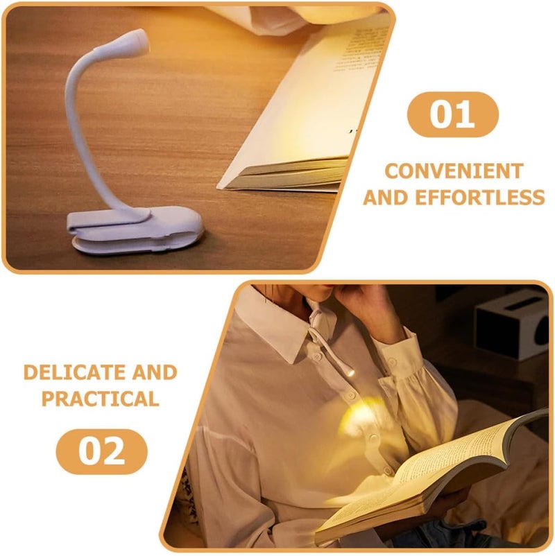 SHOWERORO LED Book Light Rechargeable Clip-on Reading Lamp Dimmable Flexible Mini USB Charging Light for Bedside Study and Dormitory Use - Image 3