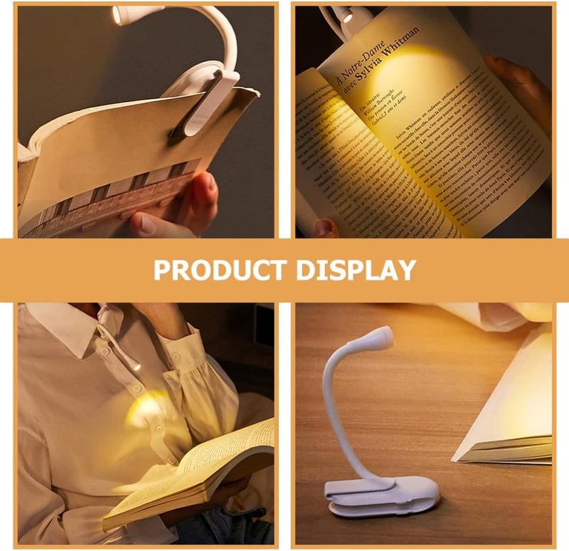 SHOWERORO LED Book Light Rechargeable Clip-on Reading Lamp Dimmable Flexible Mini USB Charging Light for Bedside Study and Dormitory Use - Image 4