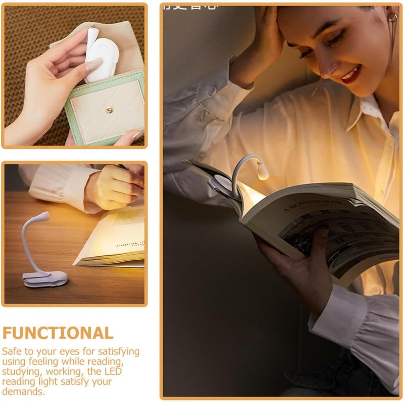 SHOWERORO LED Book Light Rechargeable Clip-on Reading Lamp Dimmable Flexible Mini USB Charging Light for Bedside Study and Dormitory Use - Image 5
