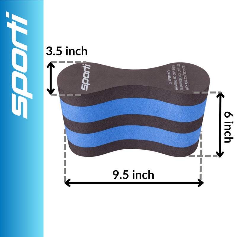 Sporti Pull Buoy for Women & Men Competitive, Swim Trainer Gears, Swim Buoy for Lap Swimming, EVA 5-Layer Pull Buoy Leg Float - Black/Blue - Image 4