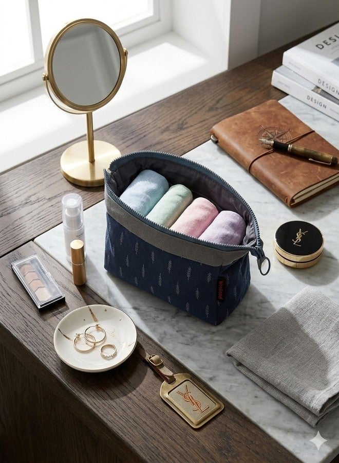 AASHRIT Cosmetic Toiletry Makeup Pouch with Portable Travel Multipurpose Water-Resistant Zipper Makeup Brush Bags - Black Flower ASPBF-69 - Image 5