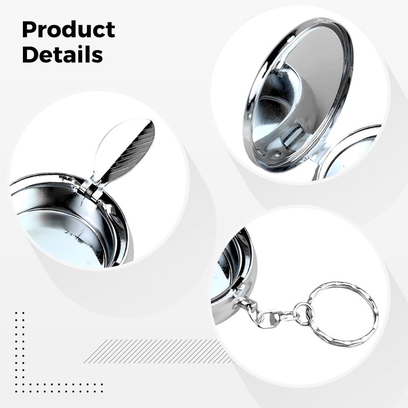 10 Pcs Mini Iron Ashtray Blanks, Metal Portable Ashtrays with Keychain, Round Silver, 2 x 0.69 in, Windproof Travel Tobacco Snuffer, DIY Company Logo - Image 2