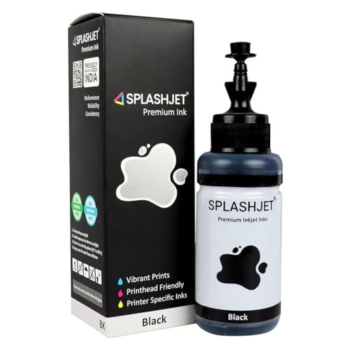 Splashjet T664 Compatible Refill Black Ink for Epson L130, L360, L380, L361, L565, L210, L220, L310, L350, L405, L455, L485, L550, L555, L605, L1300 Printer - (70g x 1 Color) Black Bottle- 501752 - Image 1