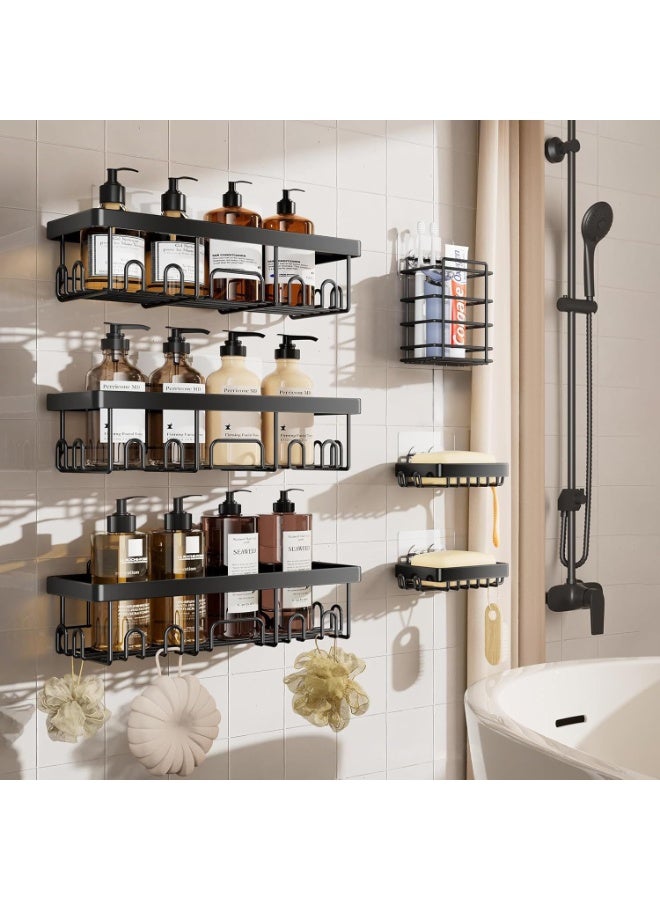 Axaron Shower Caddy 6 Pack, Adhesive Shower Organizer for Bathroom Storage&Home Decor&Kitchen, Large Capacity, No Drilling, Rustproof Stainless Steel Bathroom Organizer - Image 1