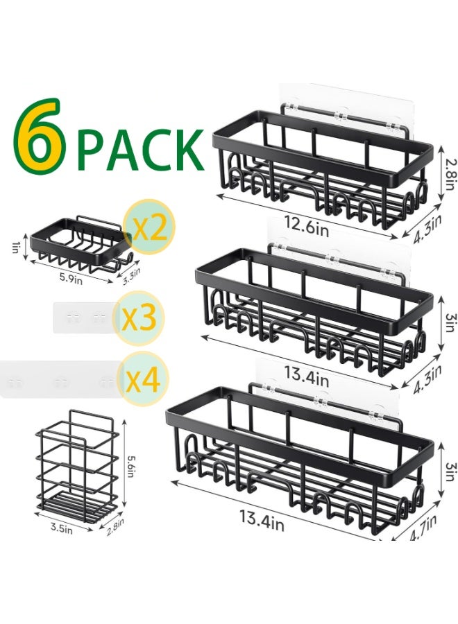 Axaron Shower Caddy 6 Pack, Adhesive Shower Organizer for Bathroom Storage&Home Decor&Kitchen, Large Capacity, No Drilling, Rustproof Stainless Steel Bathroom Organizer - Image 2