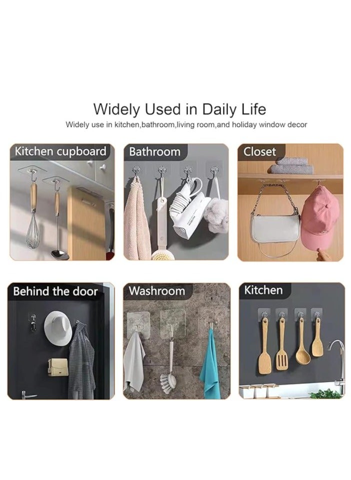 20Pcs Adhesive Wall Hooks for Hanging Heavy Duty Self Adhesive Hooks Transparent Waterproof Towel Coat Hat Hook for Bathroom Shower Organizer Home Kitchen Door Utility Hooks  - Image 4