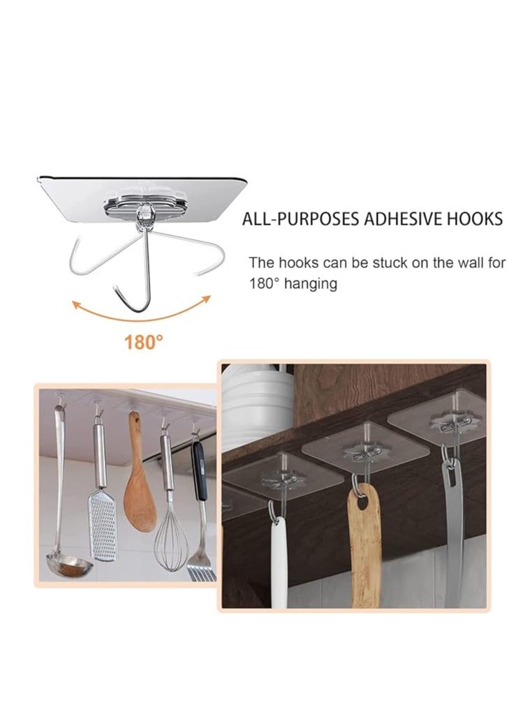 20Pcs Adhesive Wall Hooks for Hanging Heavy Duty Self Adhesive Hooks Transparent Waterproof Towel Coat Hat Hook for Bathroom Shower Organizer Home Kitchen Door Utility Hooks  - Image 2