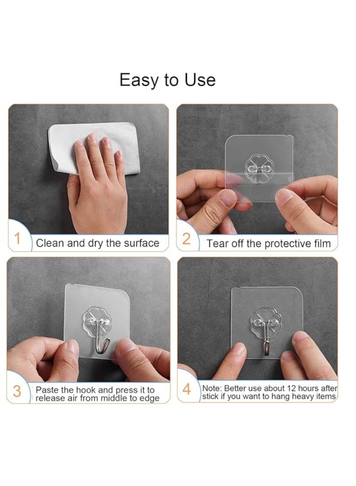 20Pcs Adhesive Wall Hooks for Hanging Heavy Duty Self Adhesive Hooks Transparent Waterproof Towel Coat Hat Hook for Bathroom Shower Organizer Home Kitchen Door Utility Hooks  - Image 5