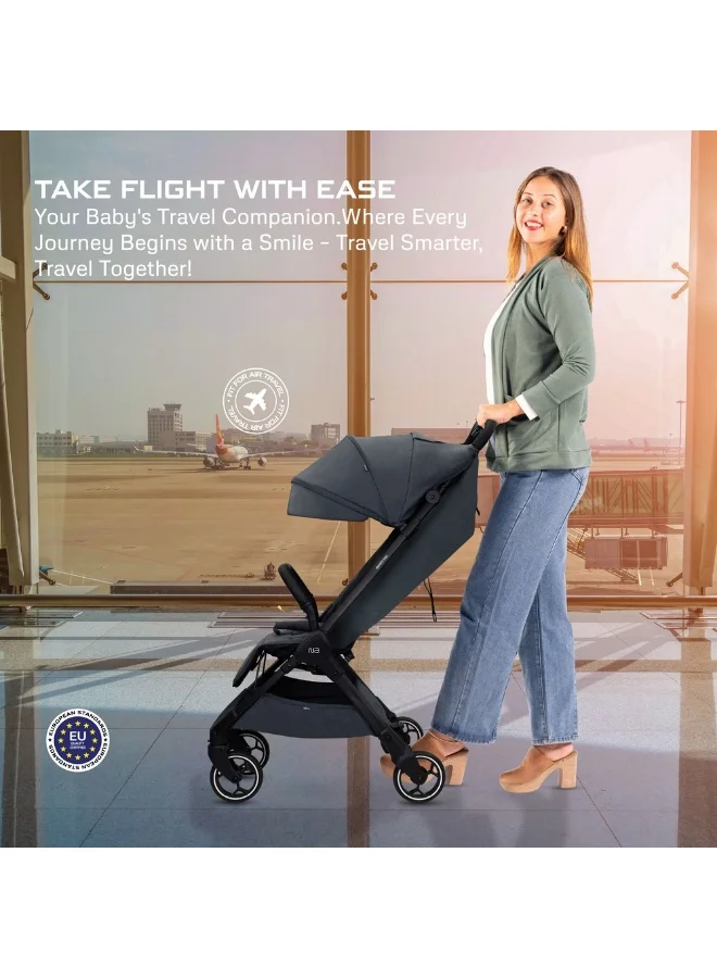 neobreez DECA Ultra-Lightweight Cabin Size Approved Compact Travel Stroller,  Foldable Toddler Kids Baby Trolley, Quick Fold Open Pushchair, Waterproof UPF 50+ Canopy, 0-4yrs,  22kg,  3yrs Warranty