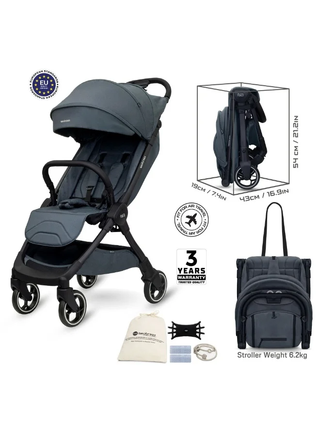 neobreez DECA Ultra-Lightweight Cabin Size Approved Compact Travel Stroller,  Foldable Toddler Kids Baby Trolley, Quick Fold Open Pushchair, Waterproof UPF 50+ Canopy, 0-4yrs,  22kg,  3yrs Warranty