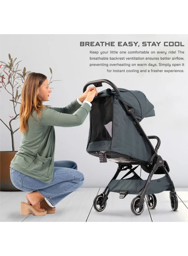 neobreez DECA Ultra-Lightweight Cabin Size Approved Compact Travel Stroller,  Foldable Toddler Kids Baby Trolley, Quick Fold Open Pushchair, Waterproof UPF 50+ Canopy, 0-4yrs,  22kg,  3yrs Warranty