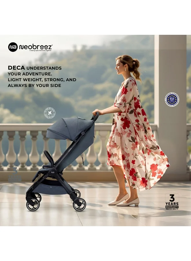 neobreez DECA Ultra-Lightweight Cabin Size Approved Compact Travel Stroller,  Foldable Toddler Kids Baby Trolley, Quick Fold Open Pushchair, Waterproof UPF 50+ Canopy, 0-4yrs,  22kg,  3yrs Warranty