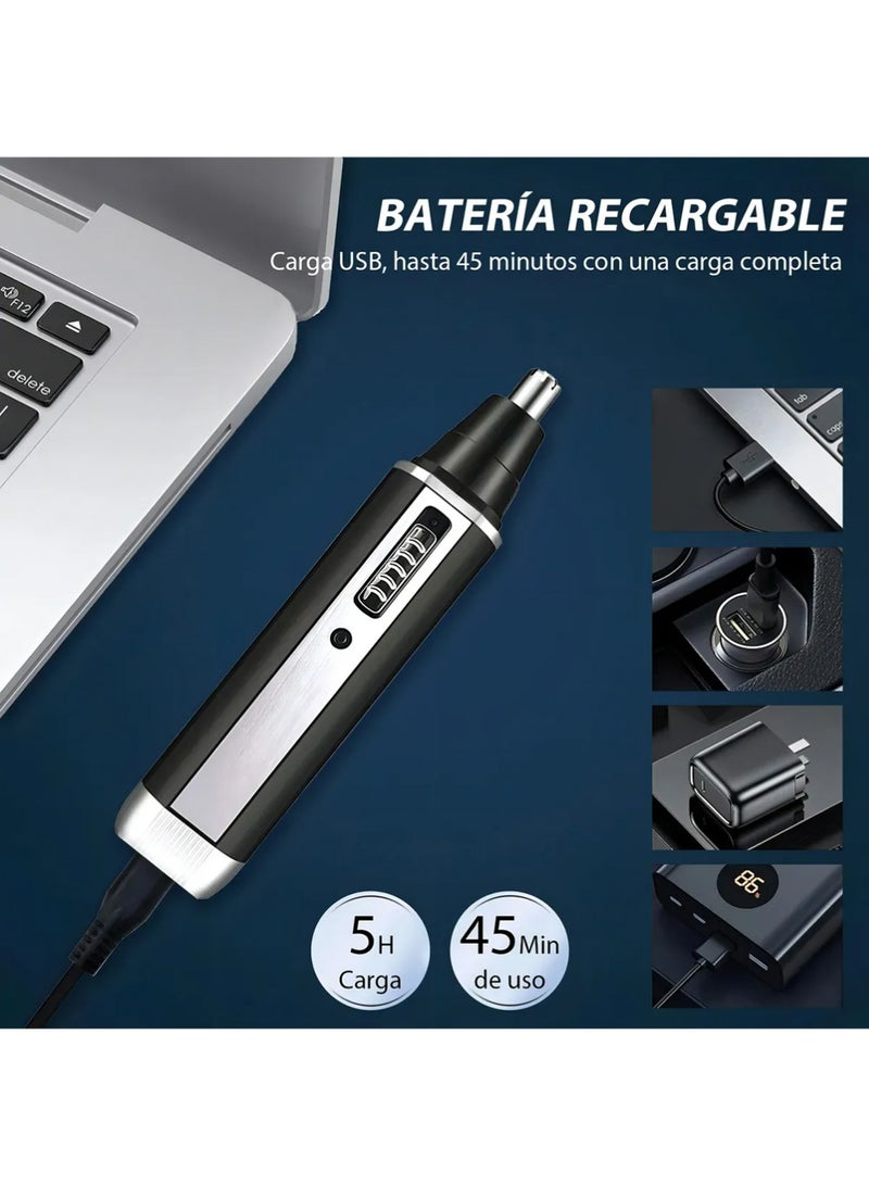 YOUGE Portable Nose Hair Trimmer (Painless & Precision), Electric Nose Hair Trimmer, 4 in 1 Nasal Hair Cutter with IPX7 Waterproof,Dual Edge Blades Clipper for Easy Cleansing Shaving & Hair Removal (Black) - Image 5