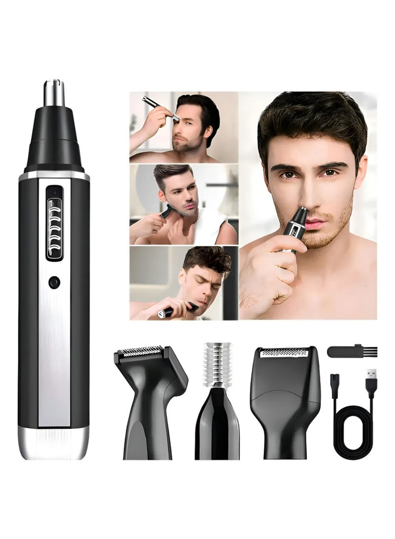 YOUGE Portable Nose Hair Trimmer (Painless & Precision), Electric Nose Hair Trimmer, 4 in 1 Nasal Hair Cutter with IPX7 Waterproof,Dual Edge Blades Clipper for Easy Cleansing Shaving & Hair Removal (Black) - Image 1
