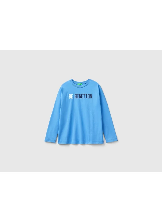 يونايتد كولورز أوف بينتيون Benetton Slogan Printed T-Shirt