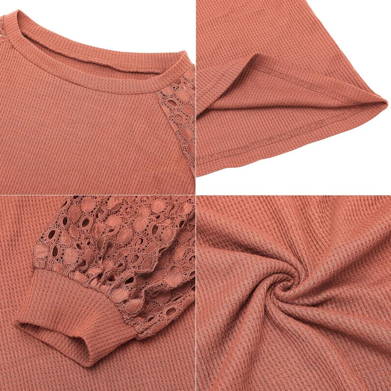 كلاراكو بلوزات نسائية بأكمام طويلة، بلوزات دانتيل فضفاضة غير رسمية، تيشرتات، كنزات صوفية محبوكة - Image 5