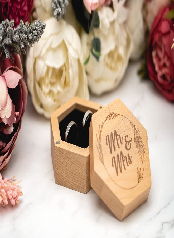 Strova Mr. and Mrs. Wedding Ring Box - Unique Rustic Wooden Hexagon Designed for Proposal, Ceremony, Bearer, Display or Jewelry Organizer Storage - Decorative, Vintage Wood Ring Box for Couples - Image 4