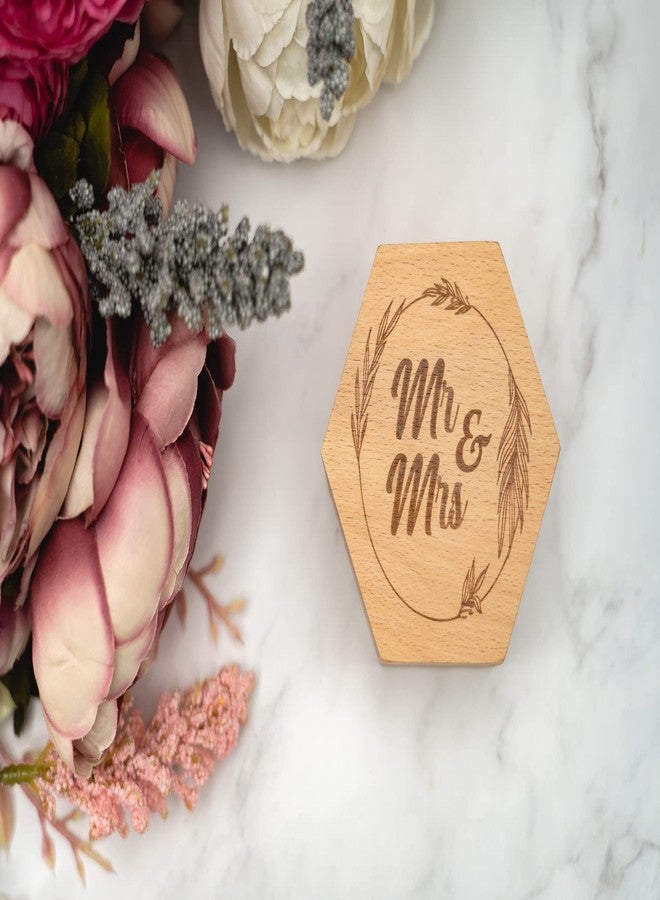 Strova Mr. and Mrs. Wedding Ring Box - Unique Rustic Wooden Hexagon Designed for Proposal, Ceremony, Bearer, Display or Jewelry Organizer Storage - Decorative, Vintage Wood Ring Box for Couples - Image 3