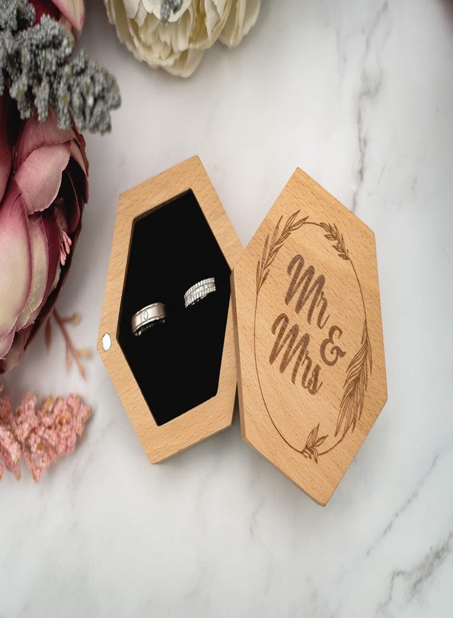 Strova Mr. and Mrs. Wedding Ring Box - Unique Rustic Wooden Hexagon Designed for Proposal, Ceremony, Bearer, Display or Jewelry Organizer Storage - Decorative, Vintage Wood Ring Box for Couples - Image 2
