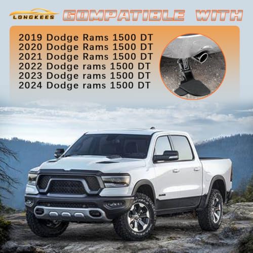LONGKEES Retractable Rear Bed Step FIT 2019-2024 Dodge Ram 1500 DT New Body Style w/Dual Exhaust, Driver Side Tailgate Bumper Step, Replaces 82215289AG 82215289AH - Image 4