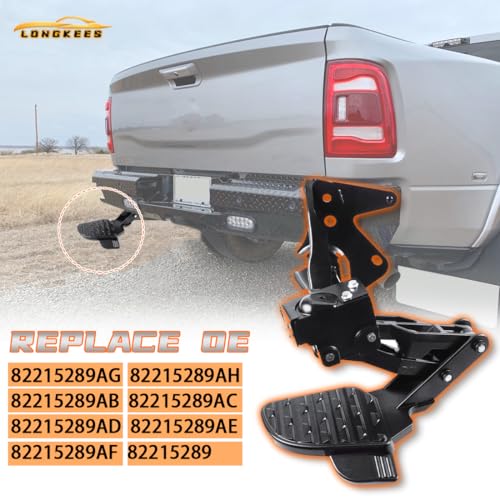 LONGKEES Retractable Rear Bed Step FIT 2019-2024 Dodge Ram 1500 DT New Body Style w/Dual Exhaust, Driver Side Tailgate Bumper Step, Replaces 82215289AG 82215289AH - Image 3