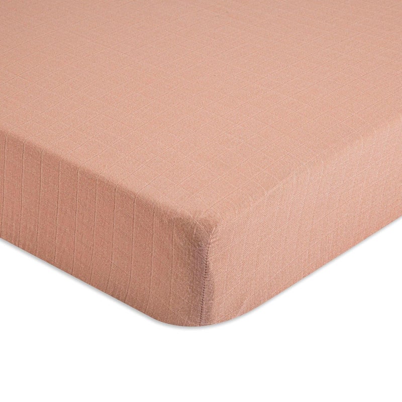 Crane BABY Crane Baby Fitted Sheet Soft Cotton Fitted Sheet for Cribs and Nurseries Beige Copper 28w x 52h x 9d