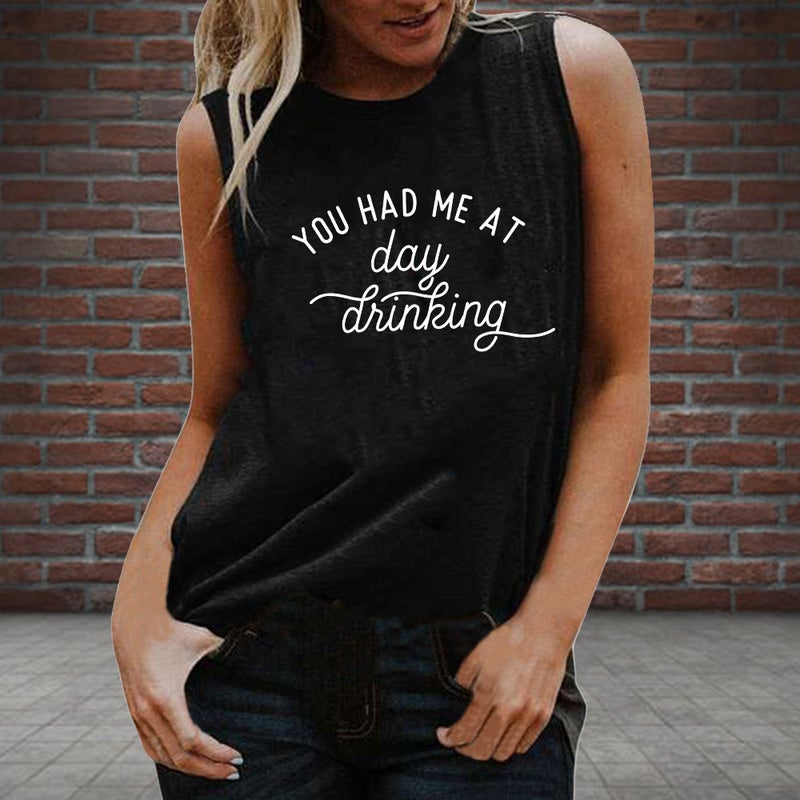2021 YOU HAD ME AT Women's Round Neck Loose Top Sleeveless T-shirt - Image 2