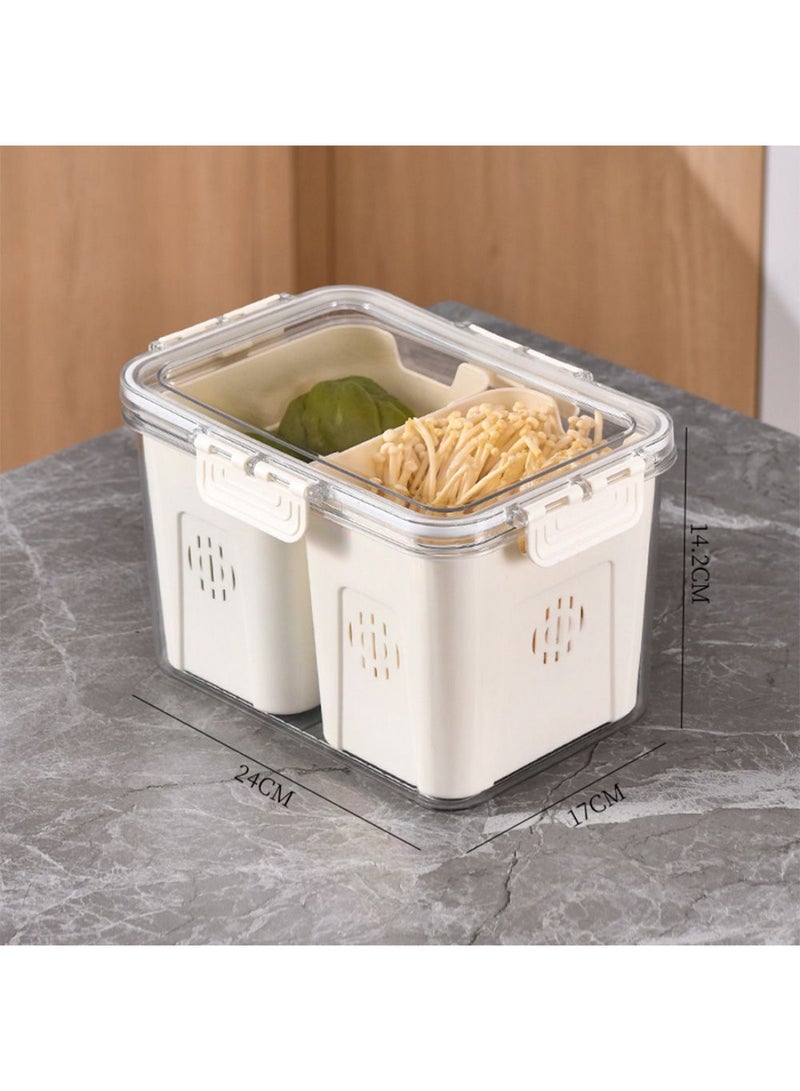 DANUBE HOME Proo Fridge Food Container With 2 Baskets  – Clear Stackable Refrigerator Organizer Bin, BPA-Free, Multi-Purpose Kitchen Storage for Fruits, Vegetables & Pantry Items 24X17X14Cm