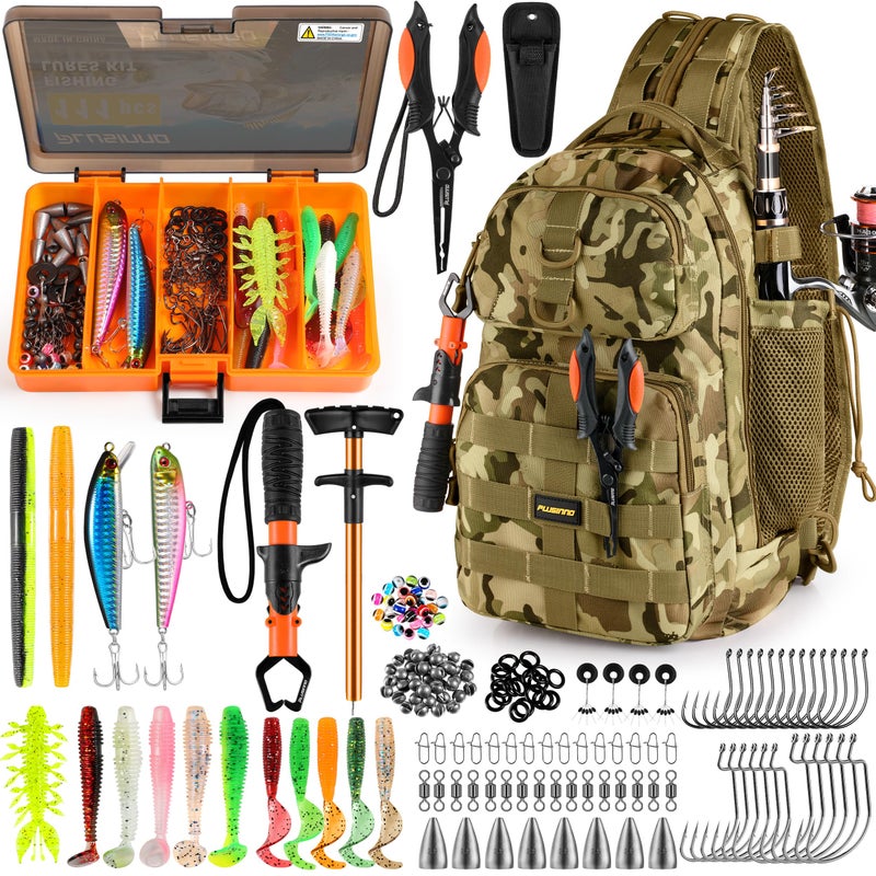 PLUSINNO Fishing Backpack with Tackle Boxes Waterproof Fishing Sling Tackle Bag For Fishing Gear With Rod Holder Fishing Gifts for Men With Fishing lures Fishing pliers - Image 2
