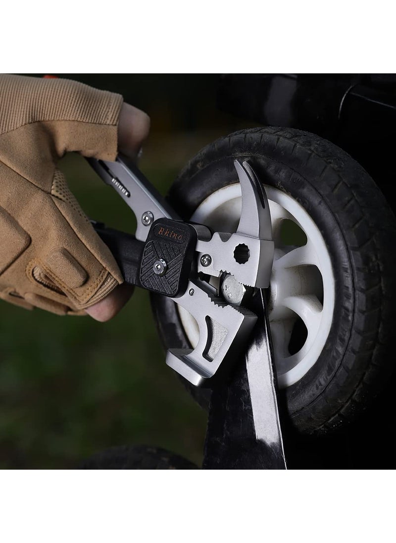 Roxon ROXON 16 in 1 Tools Camping Hammer Multitool with flint stone, replaceable cutter, Best Camping Accessories with plier, knife, bottle opener, saw, ruler,  - Image 4
