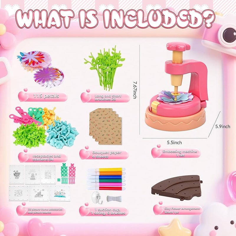 FANKRUAI Fabric Flower Bouquets Toys Diy Craft Kits Toys for Kids Arts and Crafts for Kids Ages 4-5-6-7-8-10-12 Year Old Girl Birthday Gifts Making Bouquets Little Girl Kid's Gardening Set (DIY Flower Set) - Image 5