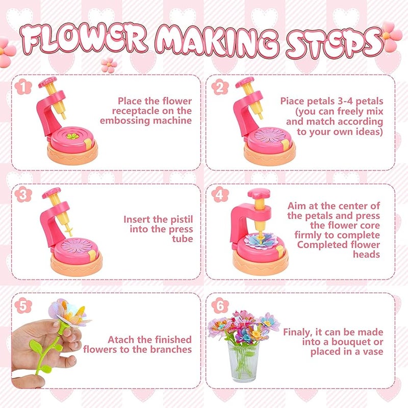 FANKRUAI Fabric Flower Bouquets Toys Diy Craft Kits Toys for Kids Arts and Crafts for Kids Ages 4-5-6-7-8-10-12 Year Old Girl Birthday Gifts Making Bouquets Little Girl Kid's Gardening Set (DIY Flower Set) - Image 4