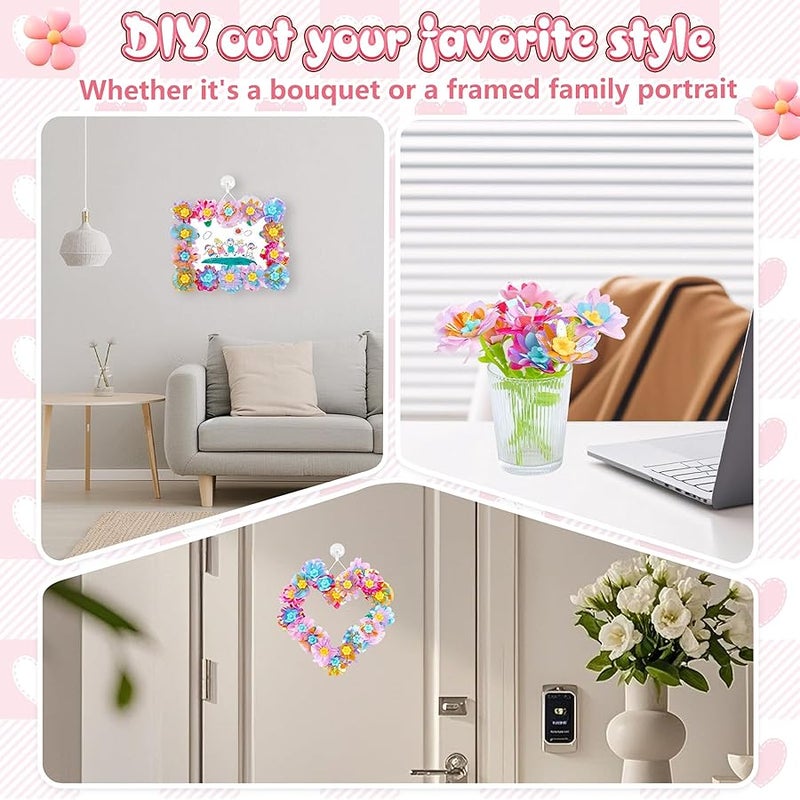 FANKRUAI Fabric Flower Bouquets Toys Diy Craft Kits Toys for Kids Arts and Crafts for Kids Ages 4-5-6-7-8-10-12 Year Old Girl Birthday Gifts Making Bouquets Little Girl Kid's Gardening Set (DIY Flower Set) - Image 3