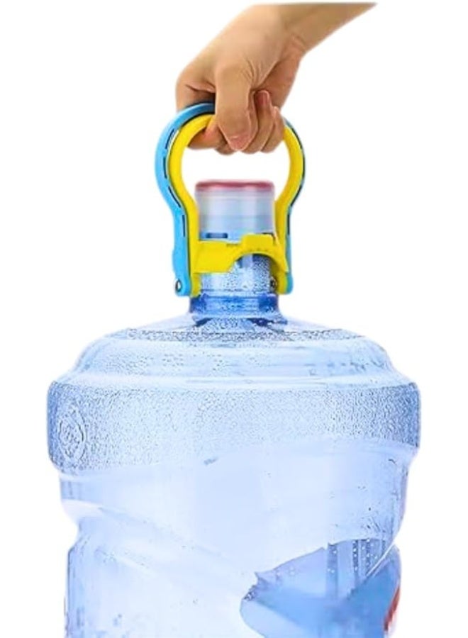 مقبض زجاجة مياه الشرب سعة 5 جالون، حامل زجاجة مياه مريح موفر للطاقة (أصفر و أزرق) - Image 1