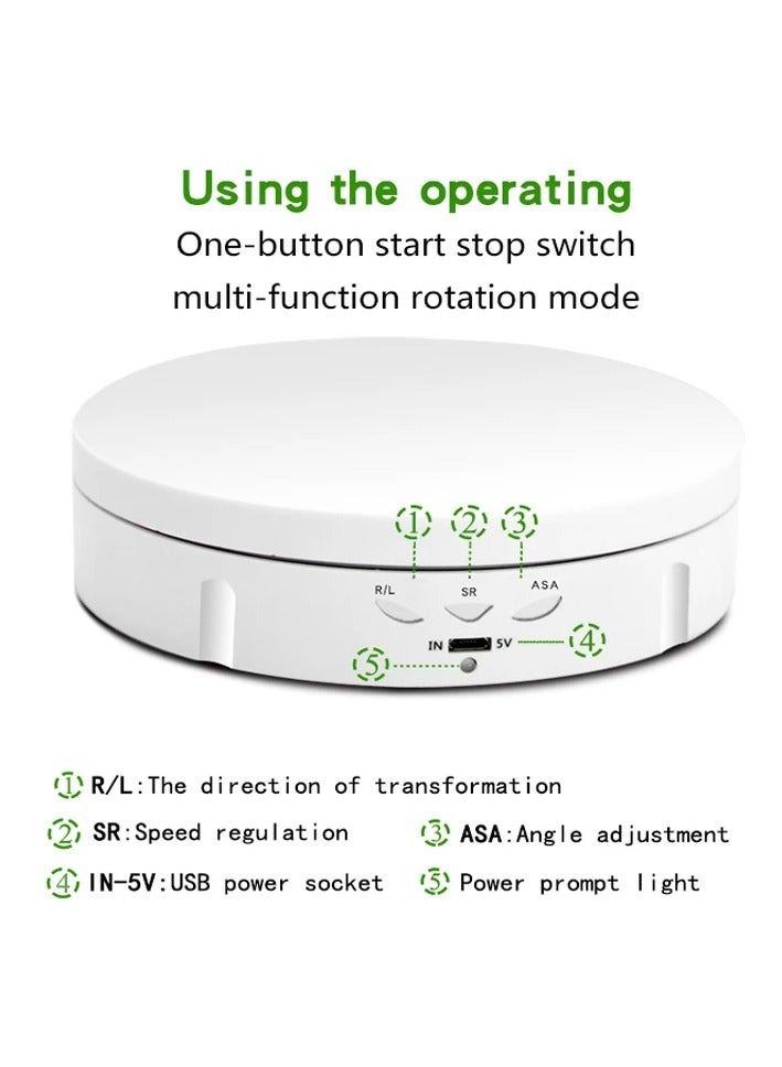 Xria 14.6cm 360 Degree Electric Rotating Turntable Display Racks Stand with USB-C Charging Portfor Products Photography Studio Shooting(White) - Image 5