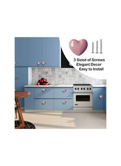 The Bros Ceramic Drawer Knobs Heart Shape Cabinet Dresser Pulls Handles with 3 Sized Screws, Kitchen Furniture Knobs for Closet Cupboard Wardrobe (6, Pink)  - Image 2