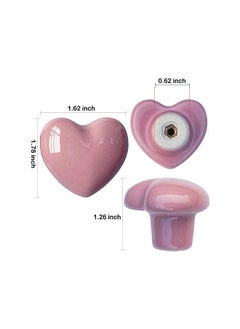 The Bros Ceramic Drawer Knobs Heart Shape Cabinet Dresser Pulls Handles with 3 Sized Screws, Kitchen Furniture Knobs for Closet Cupboard Wardrobe (6, Pink)  - Image 5