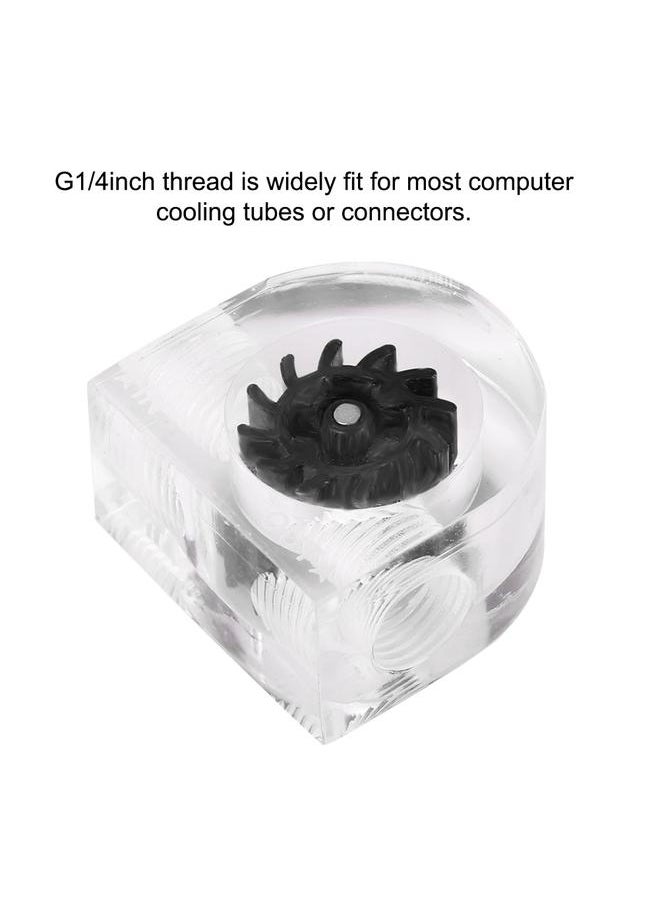 Thoraya 12 Impellers Flow Meter Indicator for PC Water Cooling System G1/4" Thread Semicircle (Black)  - Image 3